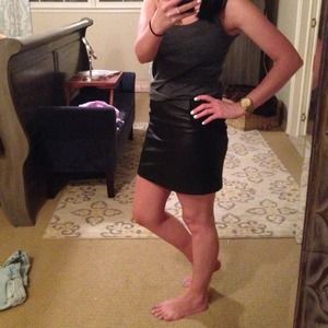 Just reduced! A black leather bcbg mini skirt