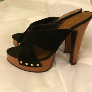 👠SALE👠-Chinese Laundry blk peep toe wood heel