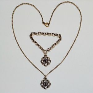 Lucky Brand Flower Necklace & Bracelet Set