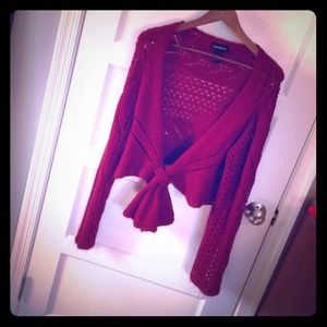 Wine colored, cropped sweater.  Lane Bryant.