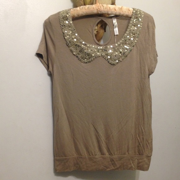 Tan/beige sequin top