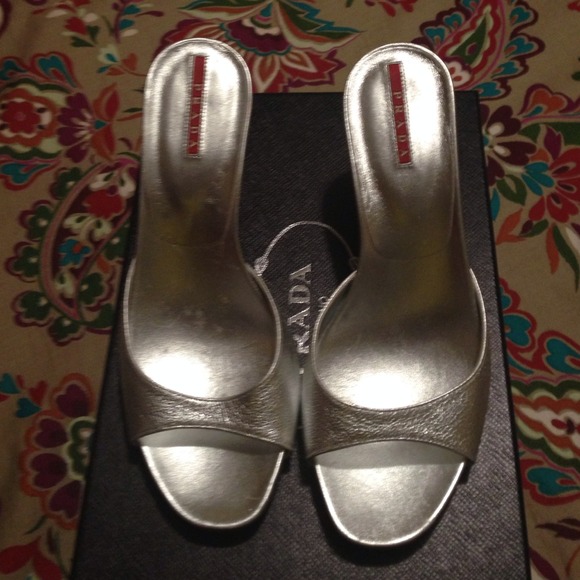 AUTHENTIC Silver Prada Heels