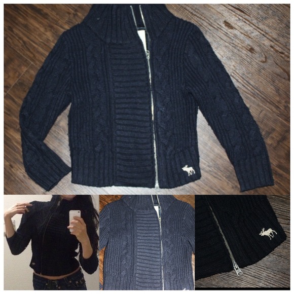 Abercrombie \u0026 Fitch Sweaters , Abercrombie navy knit asymmetrical sweater navy