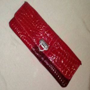 Authentic Italian red leather clutch