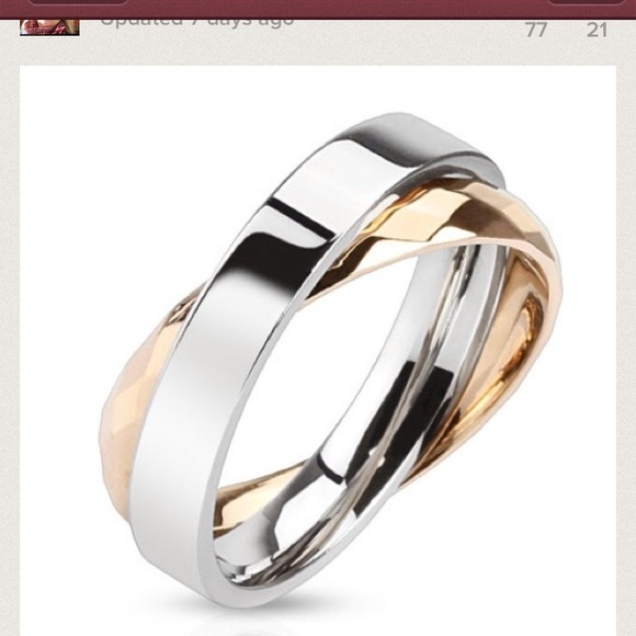 Stainless steel and 14kt gold ion plated ring.