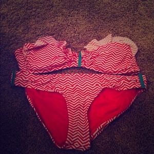 Chevron bandeau swimsuit