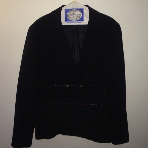 Fashion/career suit black with pink stitching