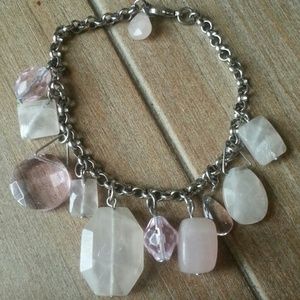 Pink stone arden B bracelet. Silver color.
