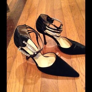 Jimmy Choo Velvet Heels with Swarovski Accent