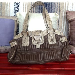 Brown snakeskin handbag