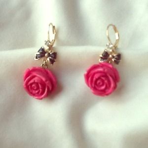 Betsey Johnson Bow Rose Earrings