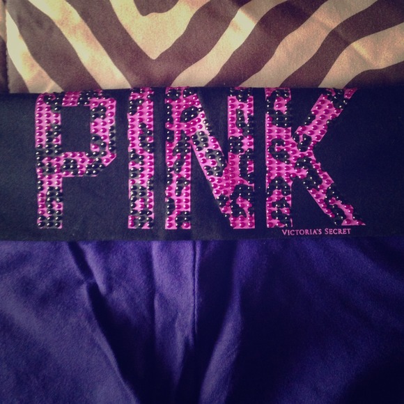 Victoria's Secret Pants - PINK black and purple cropped yoga pants 💜💗✨