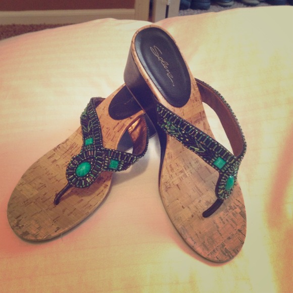 Wedge Beaded Sandals
