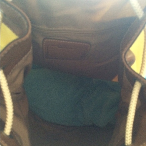 COACH yellow with brown leather cinch duffle bag - Picture 4 of 4