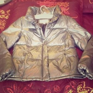 Silver puffer jacket