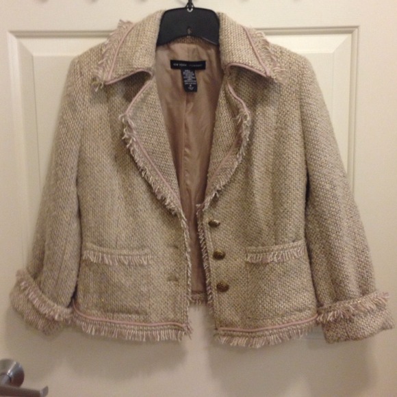 new york and co.  Jackets & Blazers - New York and Co Golden Light pink tweed blazer