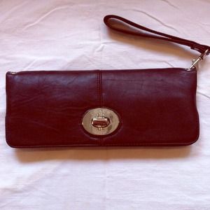 Authentic COACH brown leather clutch