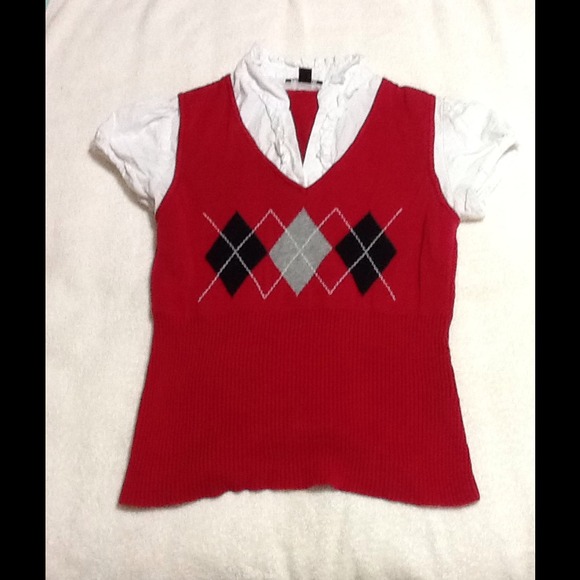 Red vest with built-in blouse
