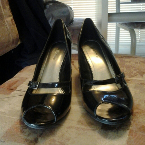 Cute black open toe heels