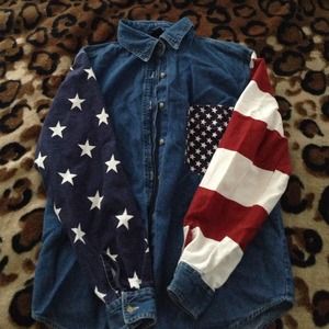 BUNDLE: FLAG Denim Button Up & Obey Hat