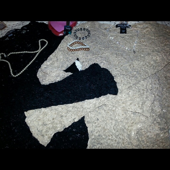 2 LOVELY LACE TOPS One Black One Gold