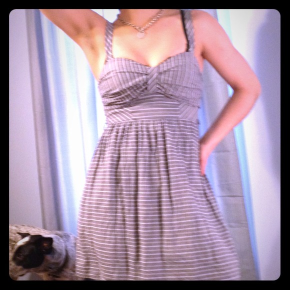 Blue and white striped dress