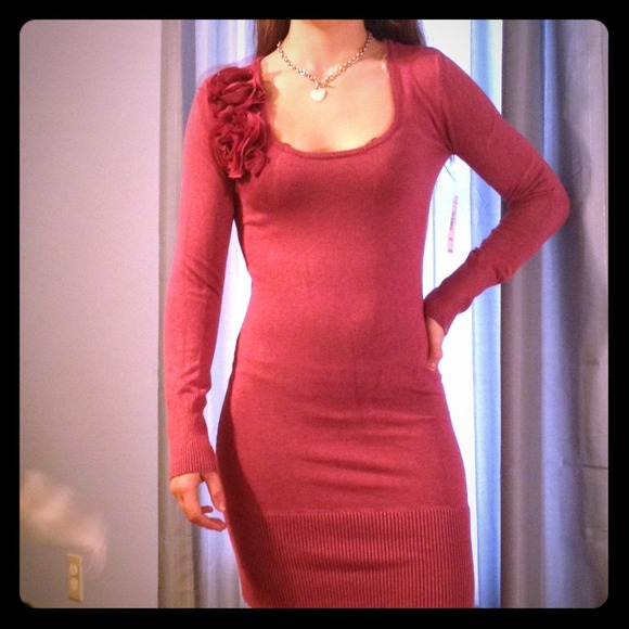 Rose pink colored sweater dress