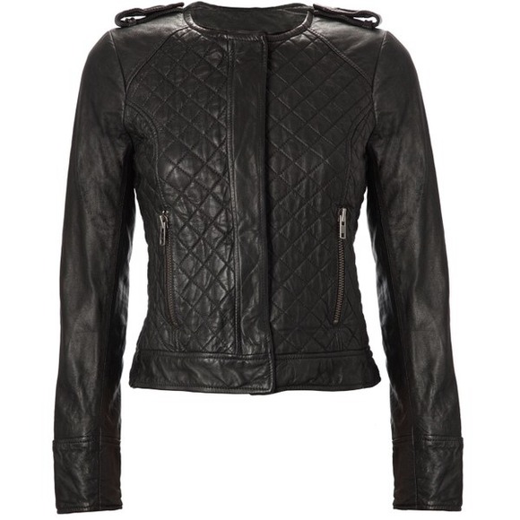French Connection Quilted Leather Moto Jacket