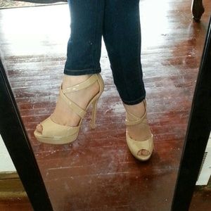 Nude sandal heels