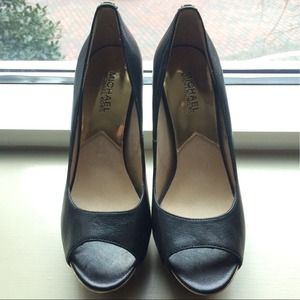 Michael Kors Black Peep-Toe Pumps