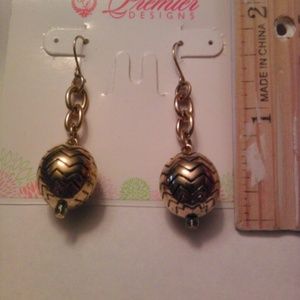 Gold chevron fishhook earrings