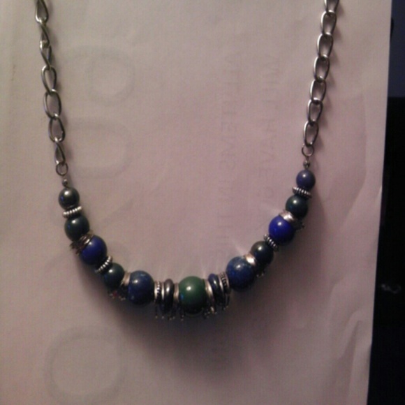 Hematite blue and green necklace