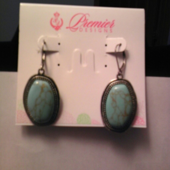 Beautiful faux turquoise and silver plate earrings