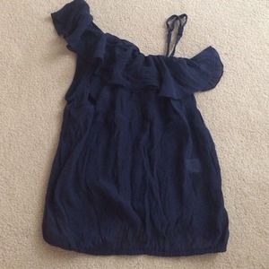 navy one shoulder top