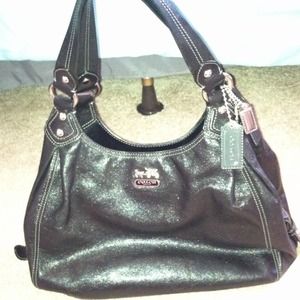 Black leather coach bag