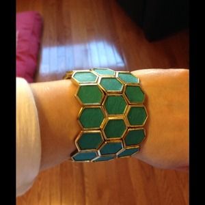 Turquoise and gold bangle