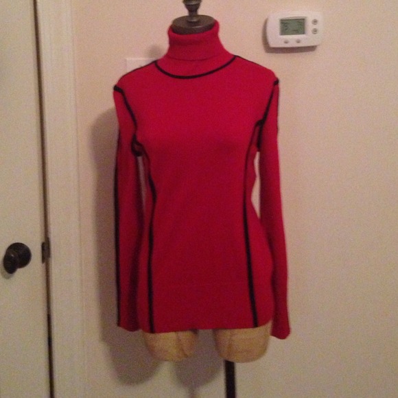 Red & Black Turtleneck Sweater