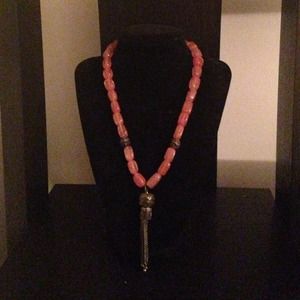 Semi-precious stone tassel necklace