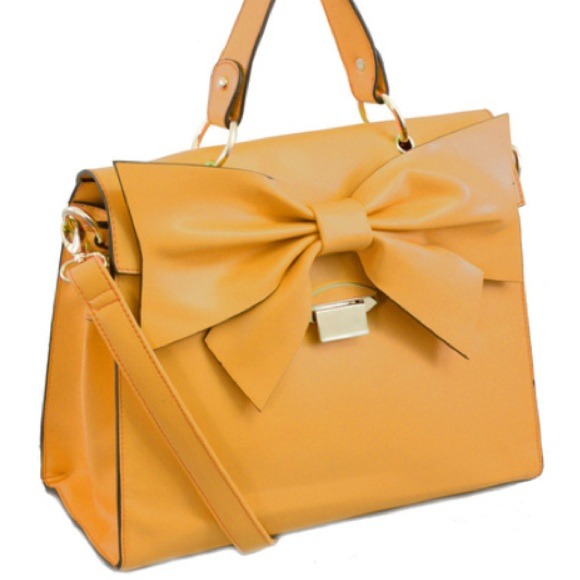 She & Josh Handbags - Yellow Bow Satchel Purse Cross body Messenger Bag