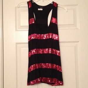 Black and red sequined tank top