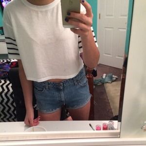 Denim high waisted shorts