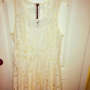 Off white floral lace overlay dress