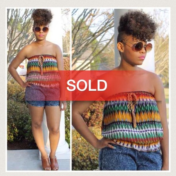 💥New Item💥Strapless Elastic Tribal Top
