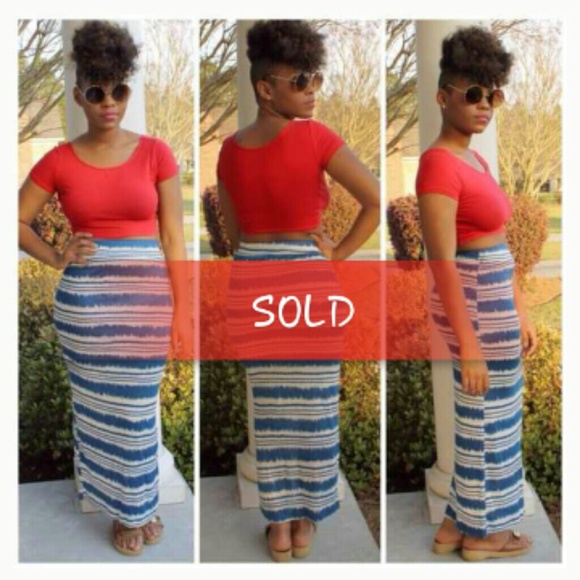 ??New Item?? Blue Tribal Maxi Fitted Skirt