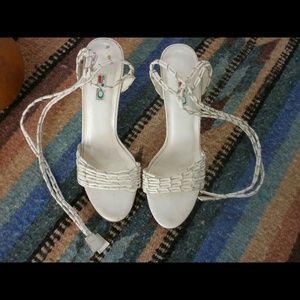 White Sling-Backs w/ankle lace-ups