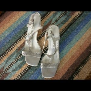 Silver Beaded Sling-Backs