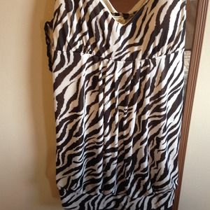 Brown zebra stripped dress.