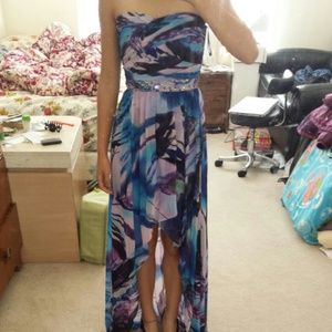 Patterned High low prom dress