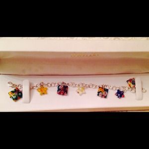 925 hallmarked SS colorful charm bracelet
