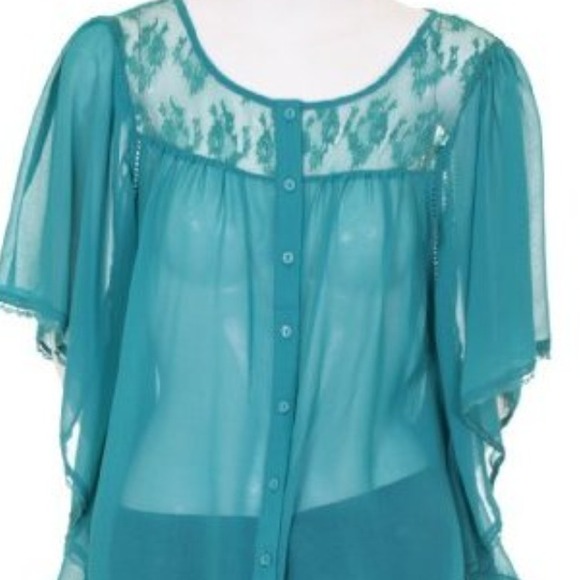 Forever 21 butterfly sleeved sheer top